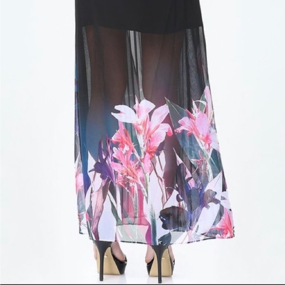 Women’s Black Floral Print Pleated Irresistible Iris Skirt Size 2 - Picture 4 of 7